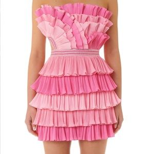 Eliya the label Josephine dress in pink with ruffles and rhinestone belt